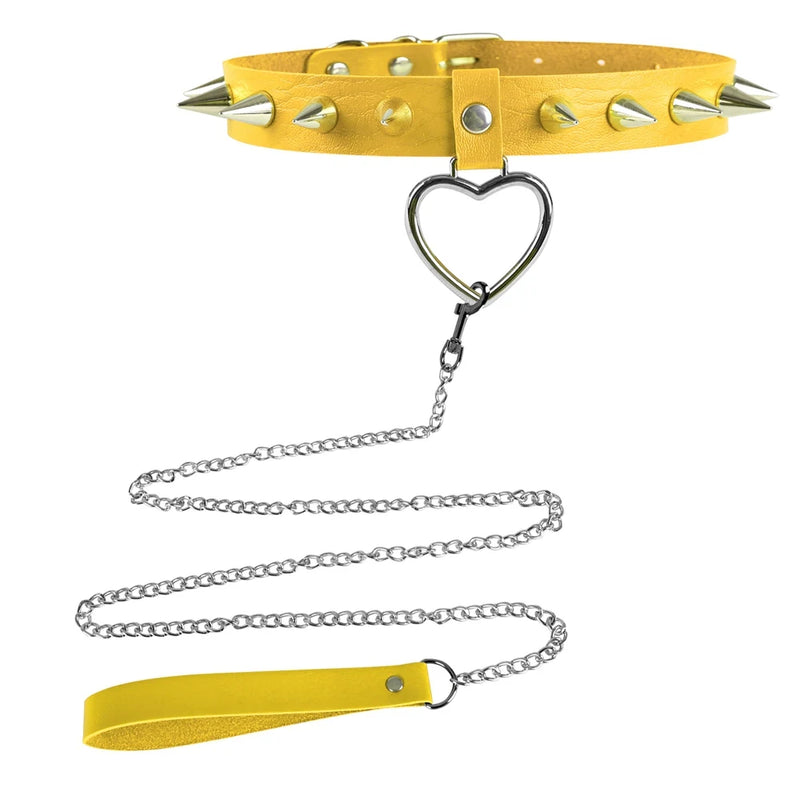 Heart Accessories Leather Traction Rope Collar Necklace Bondage