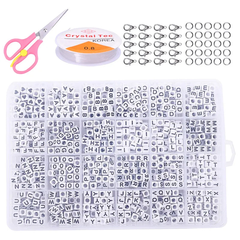 Heart Alphabet Letter Beads Kit for DIY Name Bracelets