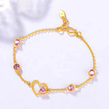 Heart Amethyst 18K Bracelet Men Women Wedding Jewelry Chain Bracelet