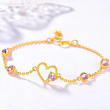 Heart Amethyst 18K Bracelet Men Women Wedding Jewelry Chain Bracelet