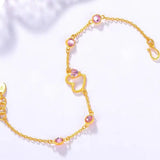Heart Amethyst 18K Bracelet Men Women Wedding Jewelry Chain Bracelet