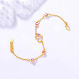 Heart Amethyst 18K Bracelet Men Women Wedding Jewelry Chain Bracelet
