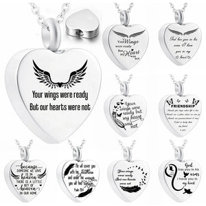 Heart Ashes Necklace Your Wings Were Ready Cremation Ashes Keepsake