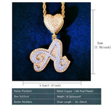 Cursive Letter Pendant Double Layer Zircon Name Necklace Chain