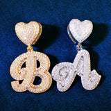 Cursive Letter Pendant Double Layer Zircon Name Necklace Chain