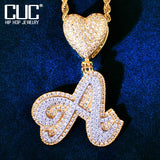 Cursive Letter Pendant Double Layer Zircon Name Necklace Chain