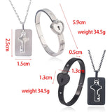 Heart Bracelet Choker Set Stainless Steel Jewelry Pendant Key Necklace