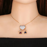 Colorful Zircon Heart Boy Girl Pendant Necklace