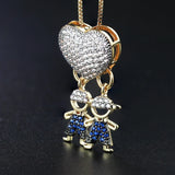 Colorful Zircon Heart Boy Girl Pendant Necklace