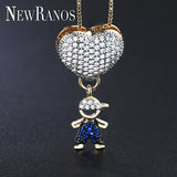 Colorful Zircon Heart Boy Girl Pendant Necklace