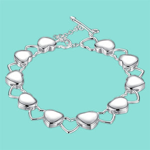 925 Silver Heart Bracelet for Women, Charm Jewelry