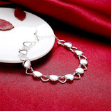 925 Silver Heart Bracelet for Women, Charm Jewelry