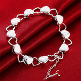 925 Silver Heart Bracelet for Women, Charm Jewelry