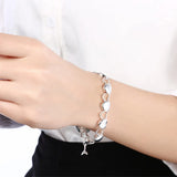 925 Silver Heart Bracelet for Women, Charm Jewelry
