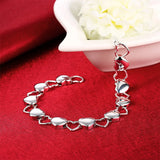 925 Silver Heart Bracelet for Women, Charm Jewelry
