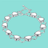 925 Silver Heart Bracelet for Women, Charm Jewelry