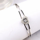 Heart Bracelet Women Charms Cuffs Stainless Steel Cubic Zirconia Jewelry
