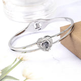 Heart Bracelet Women Charms Cuffs Stainless Steel Cubic Zirconia Jewelry
