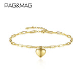 Heart Bracelet Women Plated 925 Silver Adjustable Chain Fine Jewelry