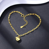 Heart Bracelet Women Plated 925 Silver Adjustable Chain Fine Jewelry
