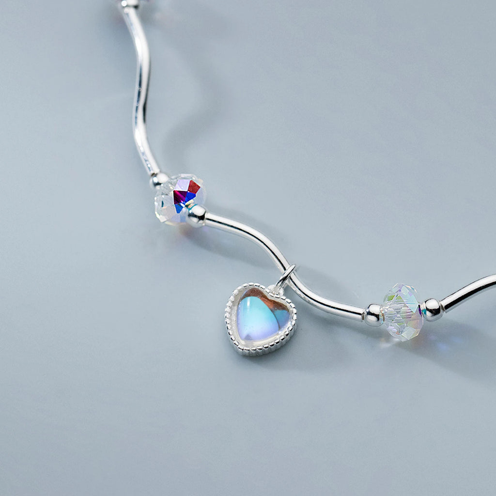 Heart Bracelet Crystal Love Silver Chain Bangles Wedding Bride Jewelry