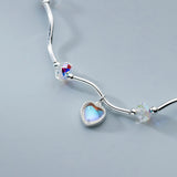 Heart Bracelet Crystal Love Silver Chain Bangles Wedding Bride Jewelry