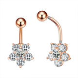 Heart Butterfly Flower Belly Button Rings 14g Dangle Crystal Zircon Navel Pierci