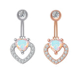 Heart Butterfly Flower Belly Button Rings 14g Dangle Crystal Zircon Navel Pierci