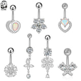 Heart Butterfly Flower Belly Button Rings 14g Dangle Crystal Zircon Navel Pierci