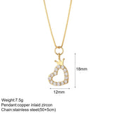 Heart Butterfly Pendant Necklace for Women Stainless Steel Chains Jewelry