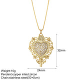 Heart Butterfly Pendant Necklace for Women Stainless Steel Chains Jewelry