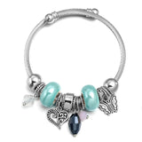 Heart Butterfly Red Pink Stainless Steel Bracelet