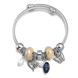 Heart Butterfly Red Pink Stainless Steel Bracelet