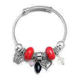 Heart Butterfly Red Pink Stainless Steel Bracelet