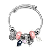 Heart Butterfly Red Pink Stainless Steel Bracelet