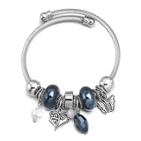 Heart Butterfly Red Pink Stainless Steel Bracelet