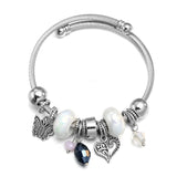 Heart Butterfly Red Pink Stainless Steel Bracelet
