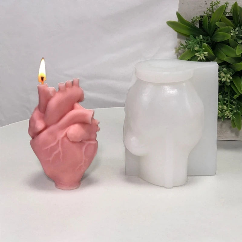 Heart Candle Silicone Mold for Home Decor Gypsum Epoxy Aroma Candle Mould T8DE