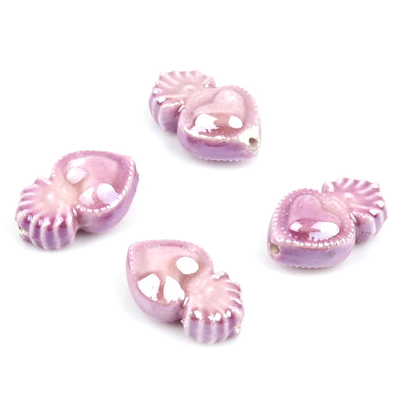 Ceramic Heart Beads Charm Loose Spacer Beads for Jewelry Making