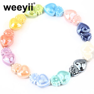 Heart Ceramic Beads Charm for Jewelry Making DIY