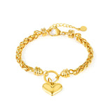 Heart Chain Bracelet Stainless Steel Love Bangle Valentine Adjustable