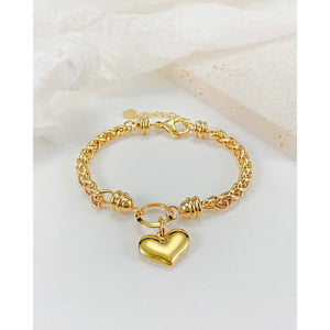 Heart Chain Bracelet Stainless Steel Love Bangle Valentine Adjustable
