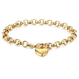 Heart Chain Bracelet Love Bangle Valentine Stainless Steel