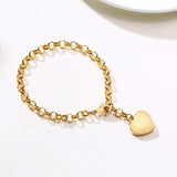 Heart Chain Bracelet Love Bangle Valentine Stainless Steel