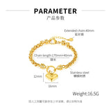 Heart Chain Bracelet Stainless Steel Love Bangle Valentine Adjustable