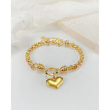Heart Chain Bracelet Stainless Steel Love Bangle Valentine Adjustable