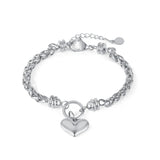 Heart Chain Bracelet Stainless Steel Love Bangle Valentine Adjustable