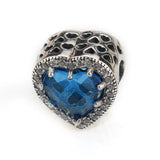 Heart Charm 925 Silver Cubic Zircon DIY Bracelet Bangles Charms Bead Jewelry