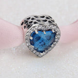 Heart Charm 925 Silver Cubic Zircon DIY Bracelet Bangles Charms Bead Jewelry