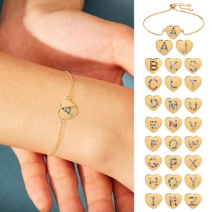 Heart Charm Bracelet 26 Letters Adjustable Bracelet Crystal Flower Earrings Boys